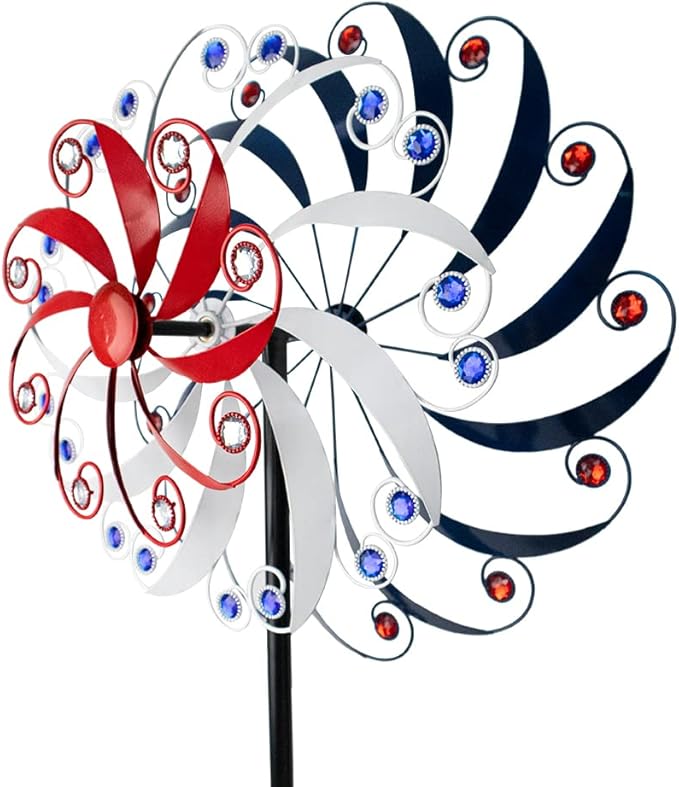 DREAMYSOUL Large Wind Spinners 20" Dia, Metal Patriotic Wind Sculpture Spinner Yard Art for Outdoor Garden Patio Decor-VerdiqueGarden