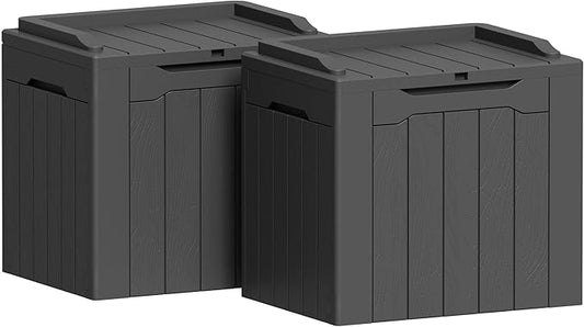 Greesum 31 Gallon Deck Box for Outside, All Weather Outdoor Storage Boxes for Patio Furniture Set, Package Delivery Box,Garden Tools, Gray(Set of 2)-VerdiqueGarden