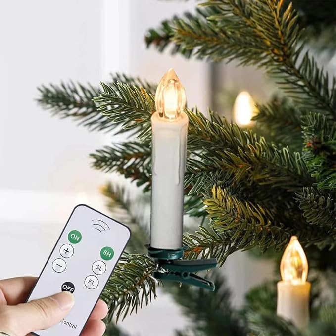 20 PCS Flickering Flameless Window Candle LED Christmas Tree Candle Lights Warm White Battery Operated Electric Taper Candles with Remote Perfect Timer for Home Garden Wedding Parties Decor-VerdiqueGarden
