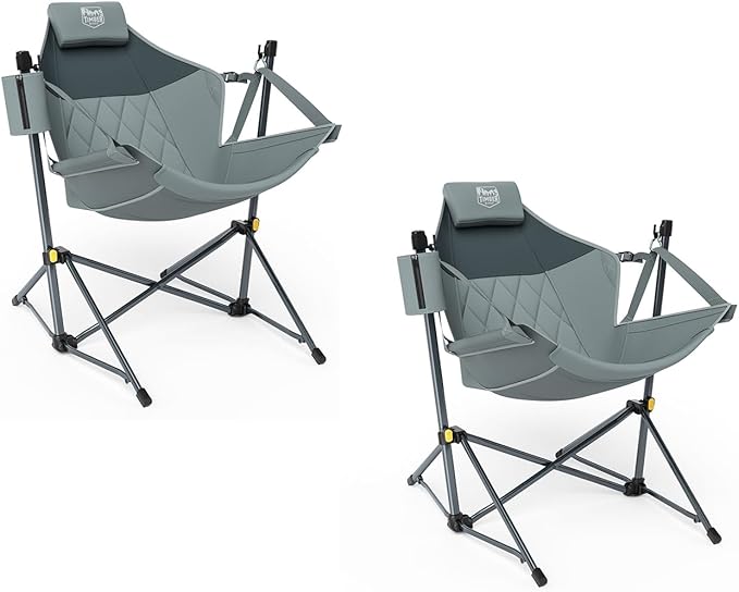 TIMBER RIDGE Hammock Camping Chair with Adjustable Backrest, Heavy Duty Folding Hammock Chair Supports 300lbs, Portable Hammock Chair for Camping, Travelling and Patio, Grey 2 Pack-VerdiqueGarden