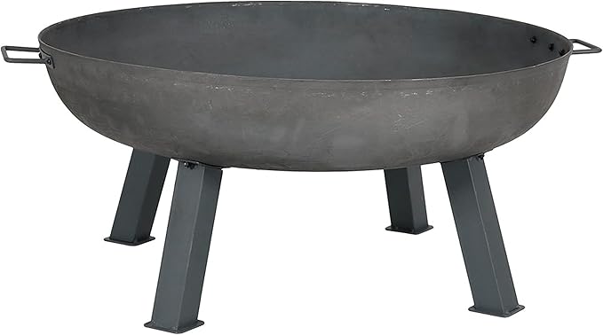 Sunnydaze 34-Inch Cast Iron Heavy-Duty Fire Pit for Outside - Wood-Burning Outdoor Fire Pit Bowl with Handles - Steel Finish-VerdiqueGarden