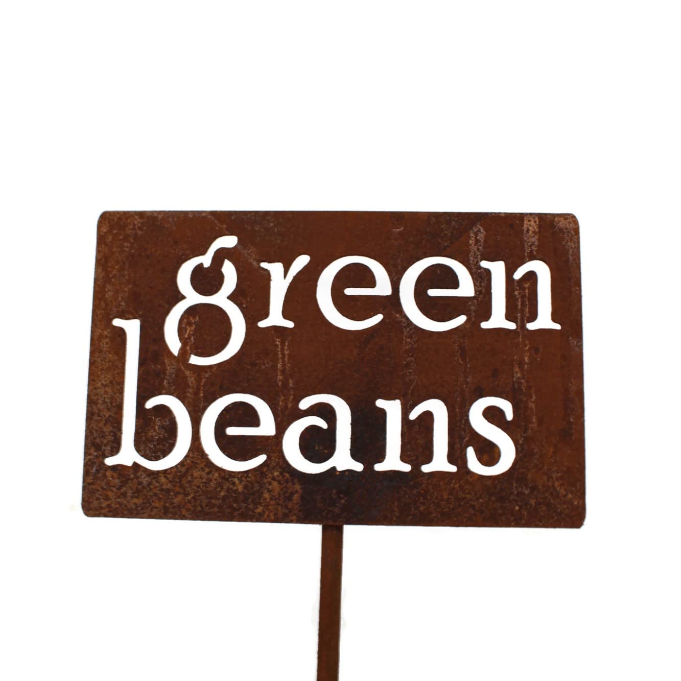 Classic Metal Garden Markers 19 Inches Tall (green beans, Naturally Rusted)-VerdiqueGarden