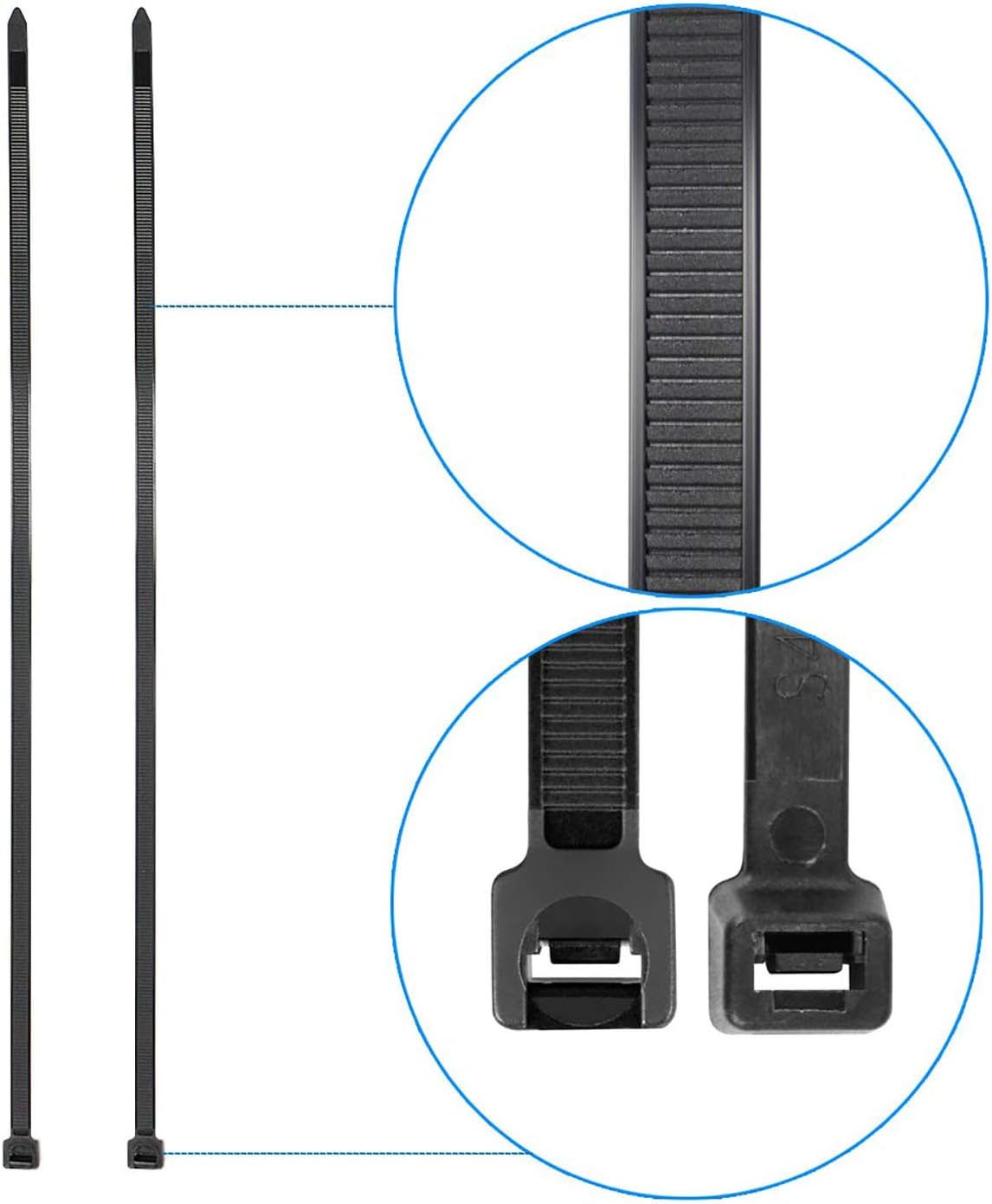 Superun Heavy Duty Zip Ties 24 Inch, Strong Large Black Zip Ties 120 Lbs Tensile Strength Selflocking Wire Ties (Industrial Grade Cable Ties) Pack of 50-VerdiqueGarden