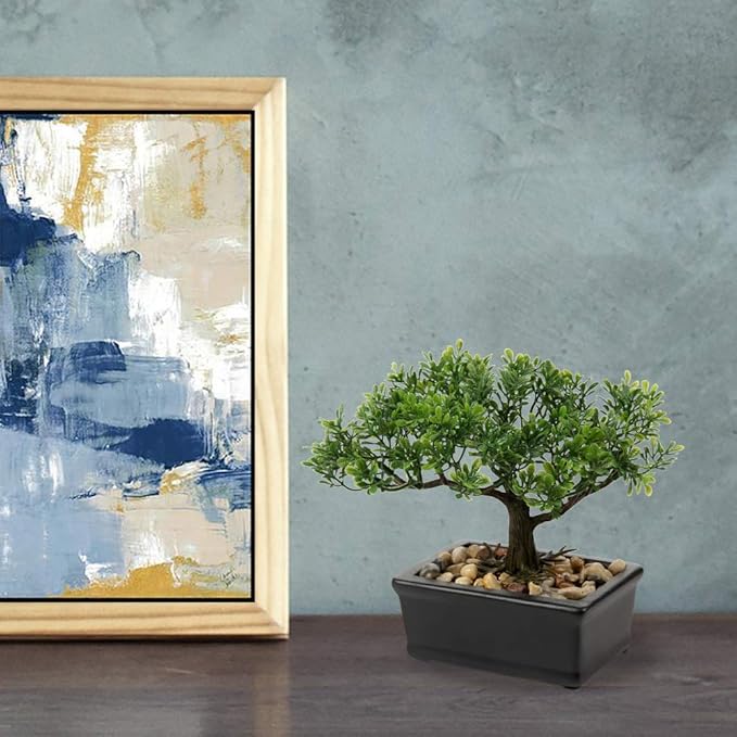 Artificial Bonsai Tree Juniper Faux Plants Indoor Small Fake Plants Decor with Ceramic Pots for Home Table Office Desk Bathroom Shelf Bedroom Living Room Farmhouse Decorations-VerdiqueGarden