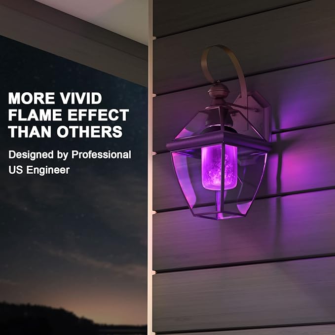 Hompavo 【Upgraded LED Flame Light Bulbs Halloween Decorations, 4 Modes Flickering Light Bulbs with Upside Down Effect, E26/E27 Flame Bulb for Christmas Party Home Indoor & Outdoor (4 Pack)-VerdiqueGarden