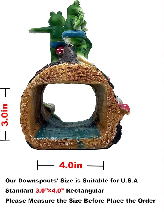 Gutter Guardian Rain Downspout Extension Playful Frog Statue, Ornament Splash Block Anchor for Downspout Extension Decor, 3" × 4" Downspout Extender Outdoor Garden Decorative-VerdiqueGarden