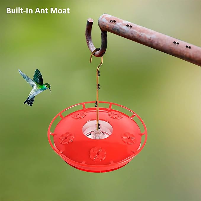 Hummingbird Feeders for Outdoors Hanging (2 Pack), 5 Feeding Ports 16 oz Plastic Hummingbird Feeder, Bee-Proof Leak-Proof No Drip, Easy to Clean with Cleaning Brushes-VerdiqueGarden