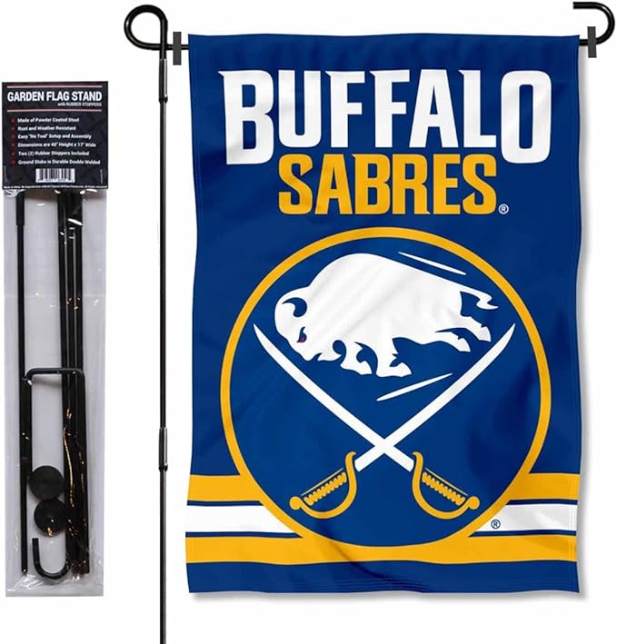 WinCraft Buffalo Sabres New Logo Garden Flag and Pole Stand Holder-VerdiqueGarden