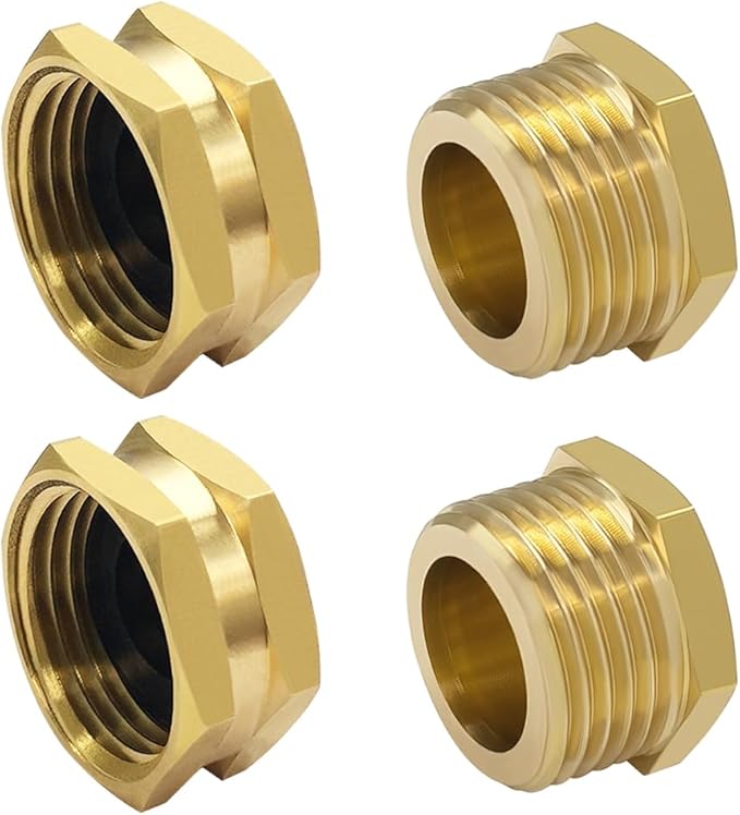 Hooshing 4PCS 3/4" GHT Garden Hose End Female Cap and Male Plugs Kits Garden Irrigation Brass Pipe Fittings Water Tubing Stopper-VerdiqueGarden