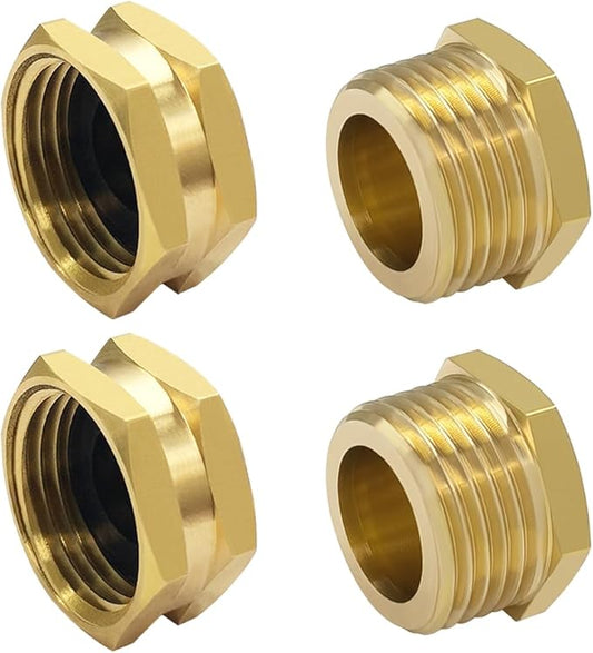 Hooshing 4PCS 3/4" GHT Garden Hose End Female Cap and Male Plugs Kits Garden Irrigation Brass Pipe Fittings Water Tubing Stopper-VerdiqueGarden