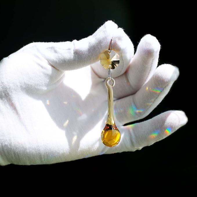 12pcs Raindrop Crystal Chandelier Prisms Parts, 53mm Hanging Crystals Beads for Chandeliers, Home Decoration (Topaz)-VerdiqueGarden