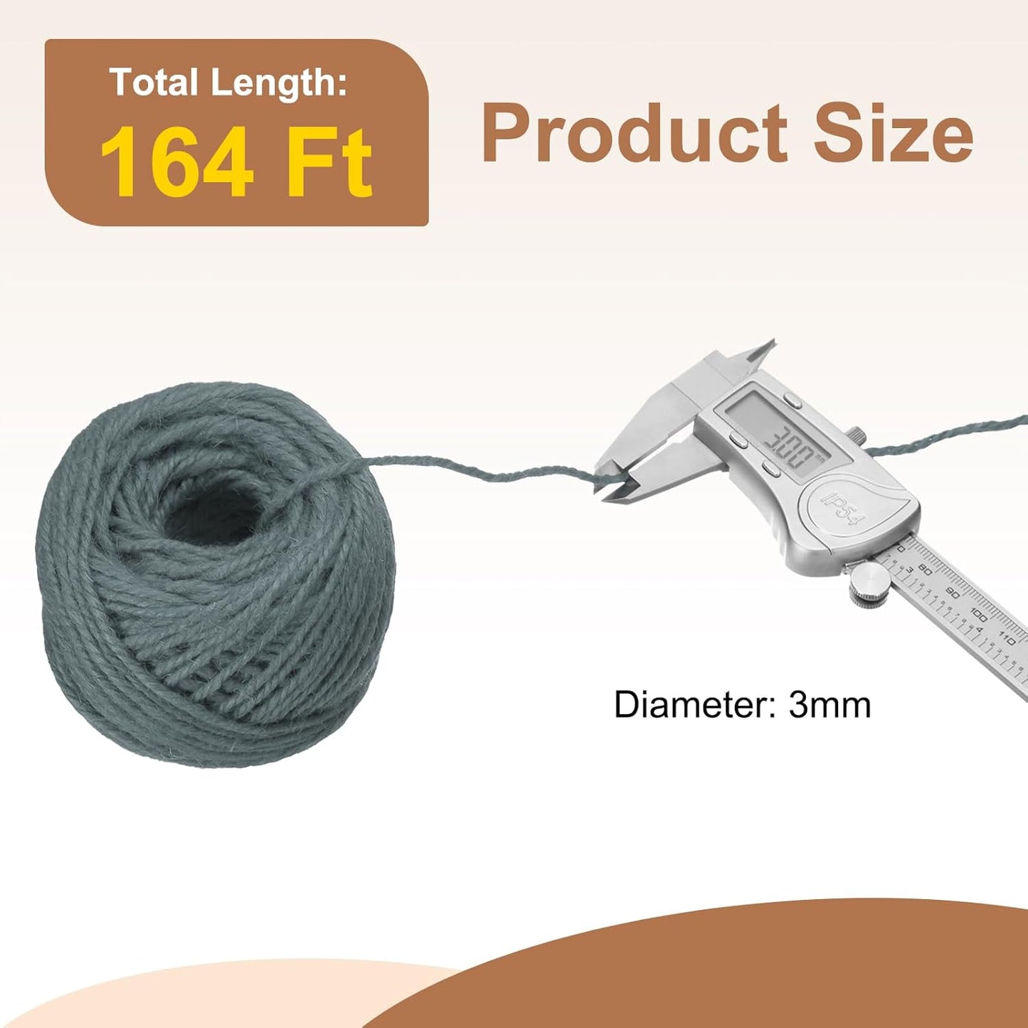 uxcell 164 Feet Natural Jute Twine String,3mm Thin Garden Twine Rope Colored Plant String Cord for DIY Art Crafts Gift Wrapping Decoration Packing Gardening Plant Hanger,Grey-VerdiqueGarden