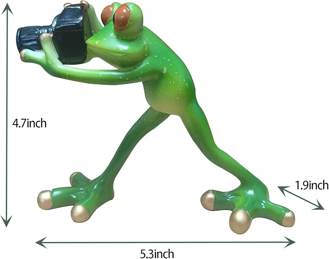 Outdoor Decor Garden Frogs Outdoor Decor Frog Gifts,Paparazzi Camera Decor,Frog Statues for Garden Frog Resin Crafts for Shelves Table Desk Decor-VerdiqueGarden