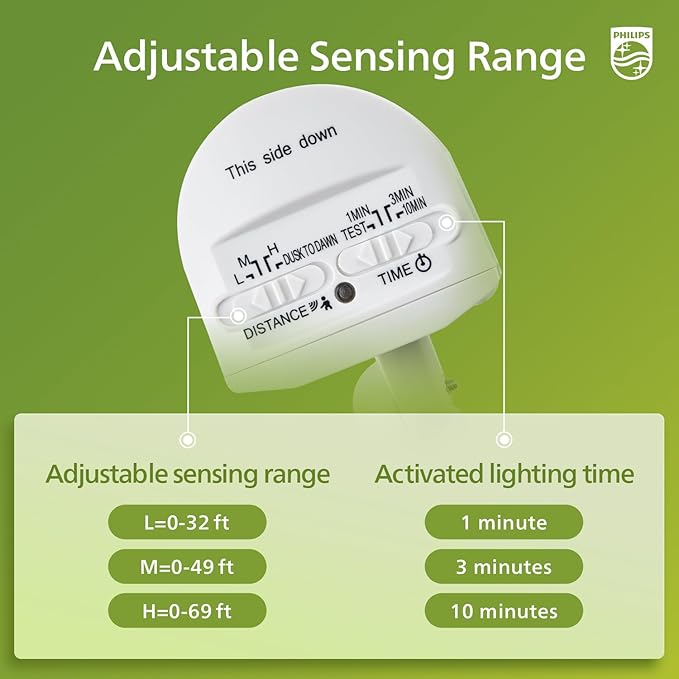 Philips 72W 7400LM LED Security Lights w/PIR Motion Sensor Outdoor, 5000K Daylight Dusk to Dawn Aluminum Flood Light, 3 Adjustable Heads, Waterproof for Garage, Yard, Porch-VerdiqueGarden