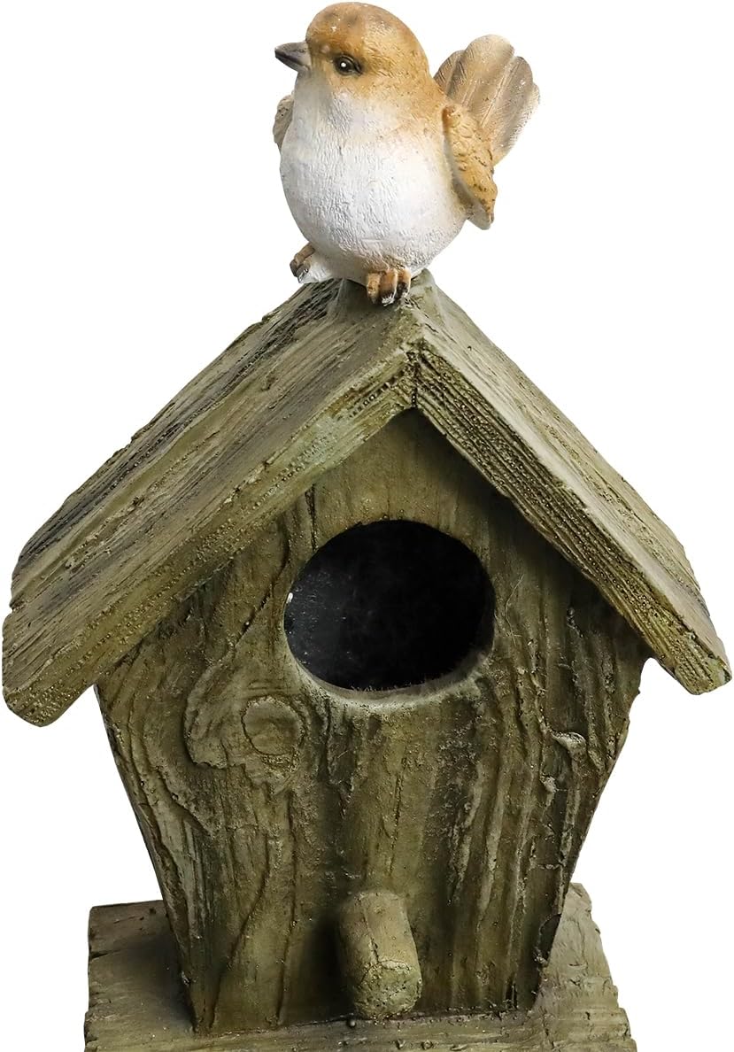 Outdoor Water Fountain with Birdhouse, 39.3inches Rustic Outdoor Water Fountains - Outdoor Cascading Waterfall with Decorative Birds & Buckets, Pump & Lights for Backyard Patio Decor-VerdiqueGarden
