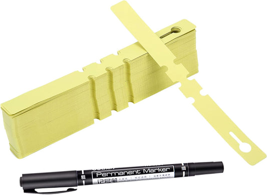 200 Pcs Yellow Plastic Plant Tags with a Marker Pen, Wrap Around Hanging Tree Tags Nursery Garden Labels Waterproof Nursery Garden Stakes, 2x20cm-VerdiqueGarden