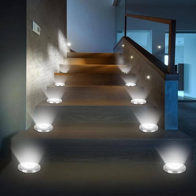 Solar Lights Outdoor Waterproof, 8 Packs Bright Solar Ground Lights with Updated 12 LEDs, Solar Garden Lights Landscape Lights for Pathway Walkway Driveway Patio Yard Deck Lawn Decor (Cold)-VerdiqueGarden