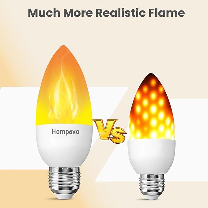Hompavo Upgraded LED Flame Light Bulbs, 3 Modes Flickering Light Bulbs, E26 Candle Fire Light Bulb for Halloween Christmas Party Porch Indoor & Outdoor Home Decoration - 6 Pack-VerdiqueGarden