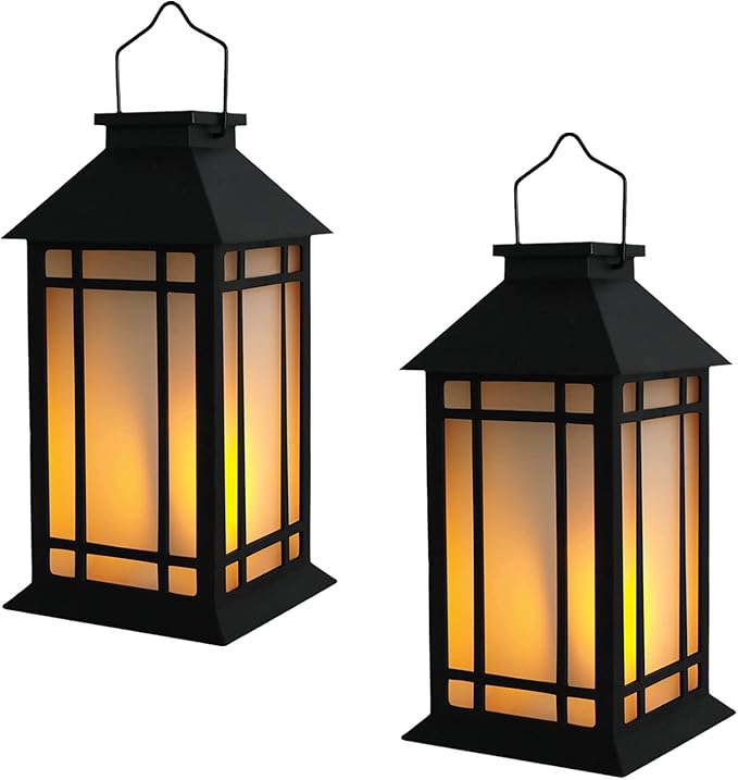 13-Inch IP65 Waterproof Battery-Powered Outdoor Lantern with Led Flameless Candle and 6-Hour Timer - Decorative Lantern for Patio & Garden(2 Pack)-VerdiqueGarden