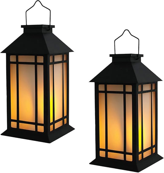 13-Inch IP65 Waterproof Battery-Powered Outdoor Lantern with Led Flameless Candle and 6-Hour Timer - Decorative Lantern for Patio & Garden(2 Pack)-VerdiqueGarden