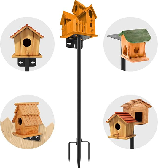 80 Inch Adjustable Bird Feeder Pole,Bird House Pole Suitable for Feeders & Birdhouse,Weather Station,Heavy-Duty Rustproof Design,Enhance Outdoor Decor & Birdwatching Experience-VerdiqueGarden
