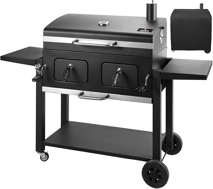 Charcoal Grill Outdoor BBQ Grill, Extra Large Cooking Area 794 Square Inches with Two Individual & Adjustable Charcoal Tray, Foldable Side Tables for Outdoor Cooking Backyard Camping Picnics By DNKMOR-VerdiqueGarden