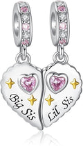 Birthday Fashion Love Heart Dangle Charm 925 Sterling Silver Charms fits Bracelets and Necklace Pendant Bead Charms Jewelry Present for Women Family Friends