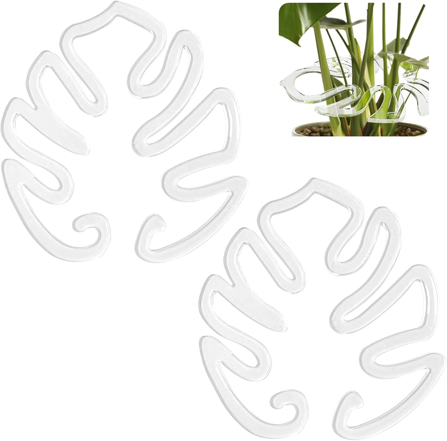 2PCS Plant Stem Support , Acrylic Monstera Stabilizer Grapple Holder Unique Design for Climbing Plants, Turtle Shell Bamboo Clamp Set, Ideal Plant Support for Thriving Growth Indoor Outdoor Plants-VerdiqueGarden