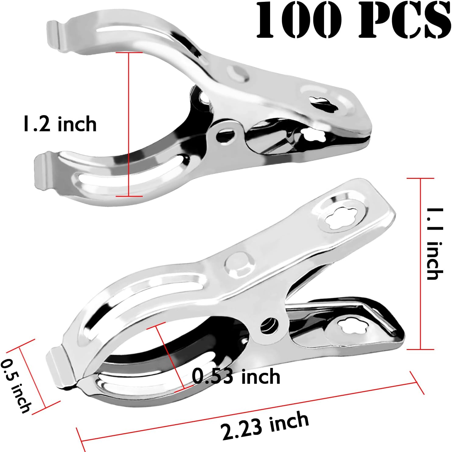 BESTEEL Upgraded 100 PCS Garden Clips, Greenhouse Clamps 100% Stainless Steel Heavy Duty Greenhuose Clips for Netting - Strong Grip to Hold Down Shade Cloth or Plant Cover on Garden Greenhouse Hoops-VerdiqueGarden