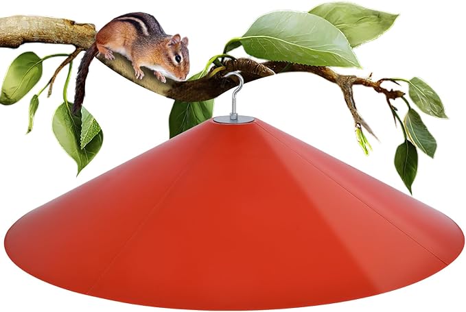 24-inch Large Squirrel Proof Bird Feeders for Outside Hanging, Outdoor Squirrel Baffles for Bird Feeders Pole, Red Color-VerdiqueGarden