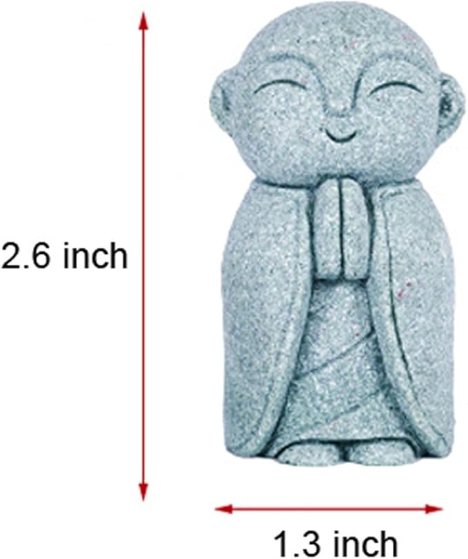 OwMell Japanese Jizo Monk Statue Praying, Buddha Jizo Statue Figurine Memorial Statue Aquarium Decoration for Garden Outdoor Ornament 2.6" - Namaste-VerdiqueGarden