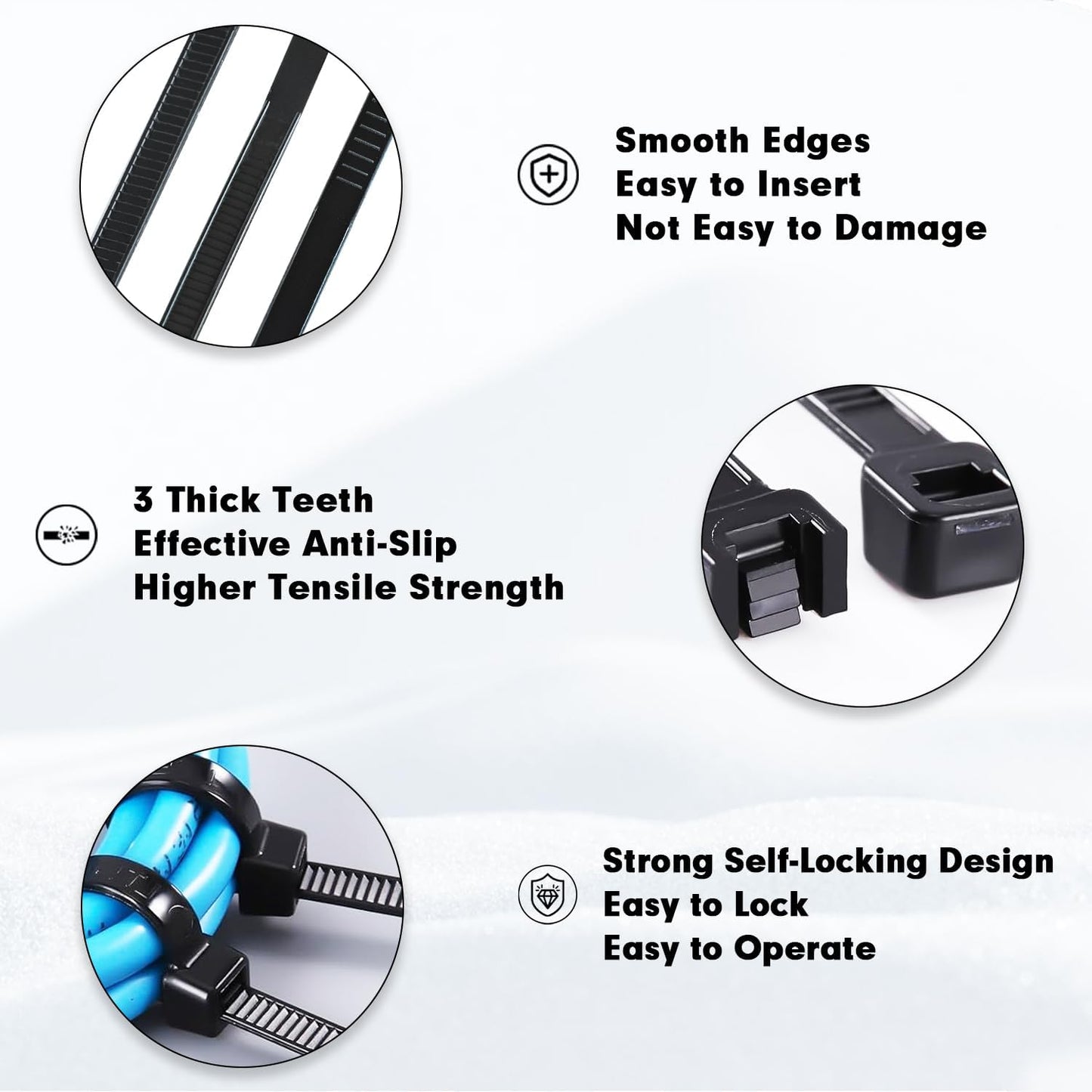 Zip Ties, KAMOTA 1500pcs 12 Inch Heavy Duty Self-Locking Nylon Zip Ties, Black Cable Ties with 50lb Tensile Strength, UV Resistant Cable Tie for Indoor and Outdoor Use-VerdiqueGarden