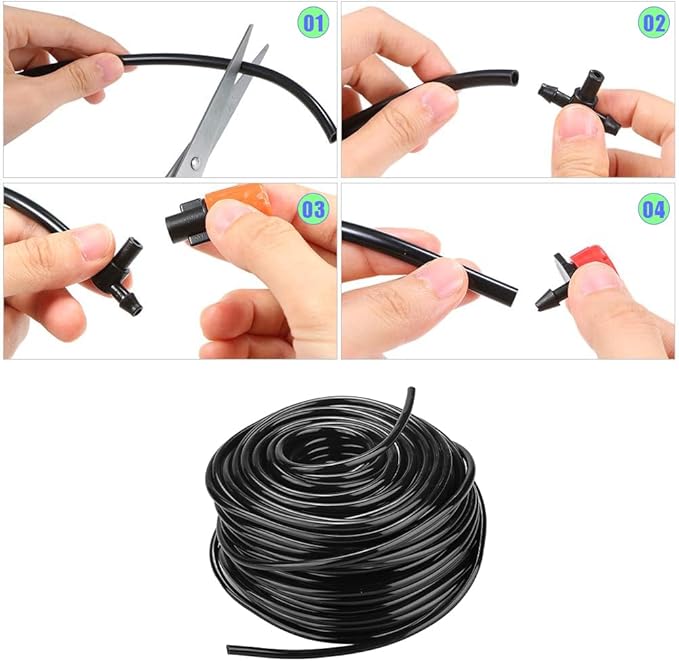 1/4 inch Garden Watering Tube, 4mm Water Tube Irrigation System Hose Blank Distribution Line Plant Drip Automatic Pipe DIY Agriculture Hydroponics Misting Tubing Patio Lawn Yard Greenhouse Outdoor-VerdiqueGarden