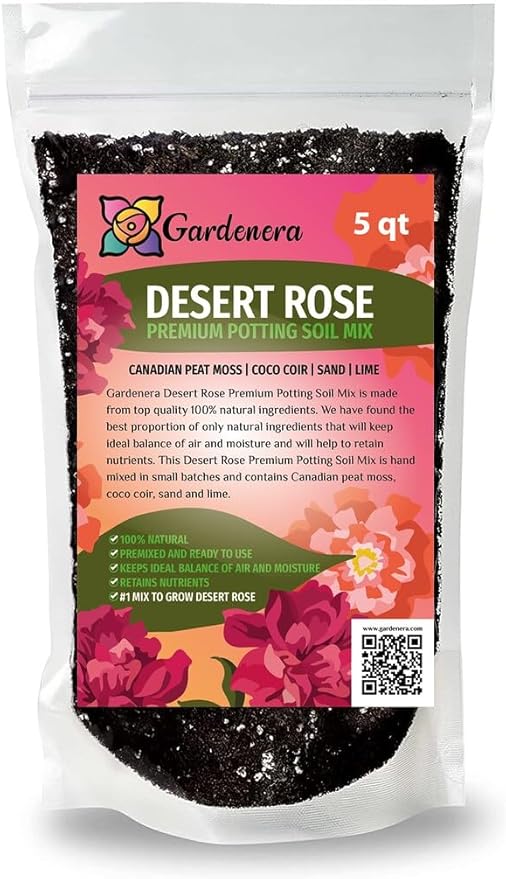 Premium Desert Rose Potting Soil by Gardenera - Unlock The Beauty of Your Adenium Plants - 5 QUARTS-VerdiqueGarden