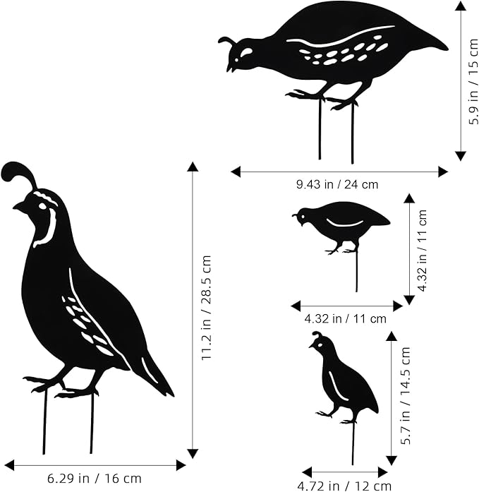 jojofuny 4pcs Garden Quail Stake Bird Yard Art Metal Statue Decor Animals Silhouette Outdoor Decoration Courtyard Ornaments for Lawns Backyard Patio Backyard Pathway-VerdiqueGarden