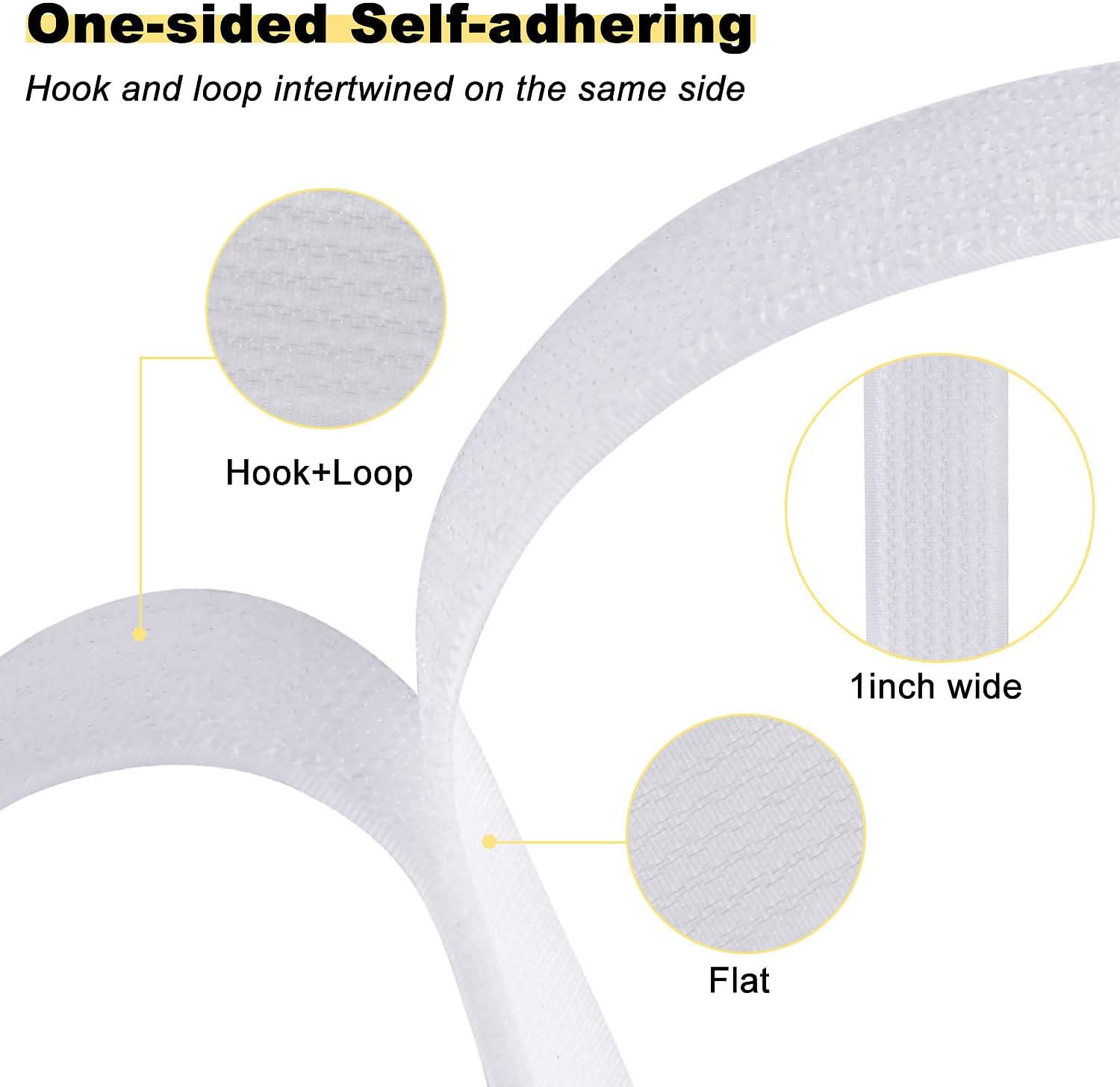1"x16ft Hook and Loop Straps with 25 Metal Buckles, Adjustable Fastening Cable Straps, Cut-to-Length Cinch Strap, Reusable Nylon Securing Cord Ties for Organizer or Storage, 1 inch Wide, White-VerdiqueGarden