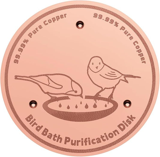 1-Pack 99.99% Pure Copper Bird Bath Purification Disk,Copper Disc with Stable Triple-Point Support,Fits All Outdoor Bird Baths(Round)-VerdiqueGarden