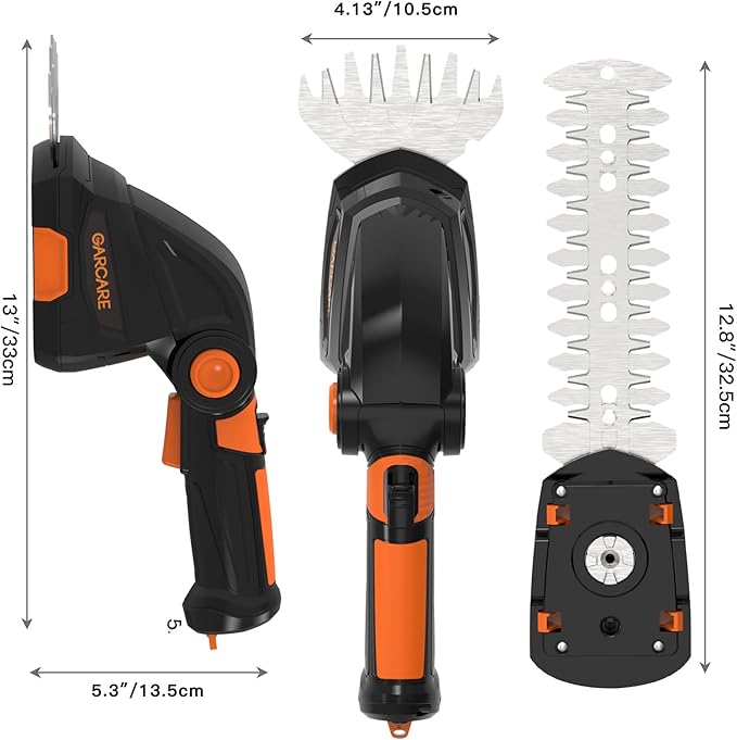 GARCARE 2 in 1 Grass Shear Cordless 7.2V Bush Timmer Handheld Grass Cutter for Shrub, Garden and Lawn Built-in 1500mAh Lithium Battery with 60min Fast Charger-VerdiqueGarden