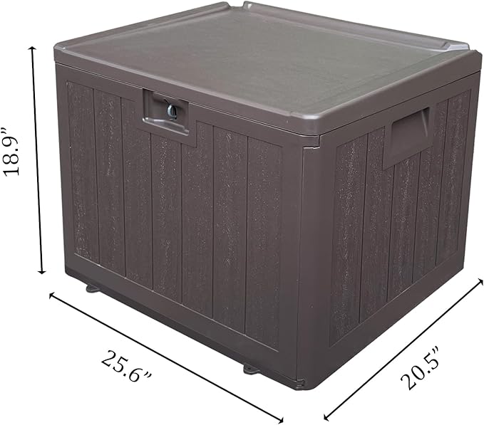 33 Gallon Pro Waterproof Outdoor Storage Bin Resin Deck Box for Patio, Poolside, and Garden, Lockable & UV-Resistant, Ideal for Small Spaces, Brown-VerdiqueGarden