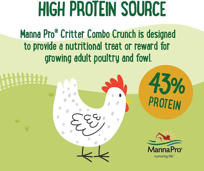 Manna Pro Farmhouse Favorites Critter Combo Crunch Poultry Treat - Protein Poultry Treat - Encourages Natural Foraging Behavior - 100% Natural Blend of Soldier Fly Larvae, Mealworms & Shrimp - 2lb Bag-VerdiqueGarden