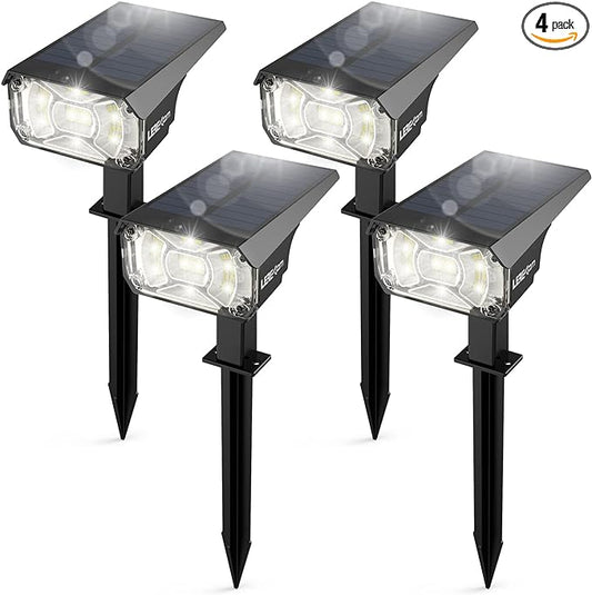 Solar Spot Lights Outdoor,IP65 Waterproof 40 LEDs Solar Landscape Spotlights,USB & Solar Powered Wall Lights,3 Modes Outdoor Solar Garden Lights Outdoor In-Ground Lights for Yard Porch 4 Pack-VerdiqueGarden