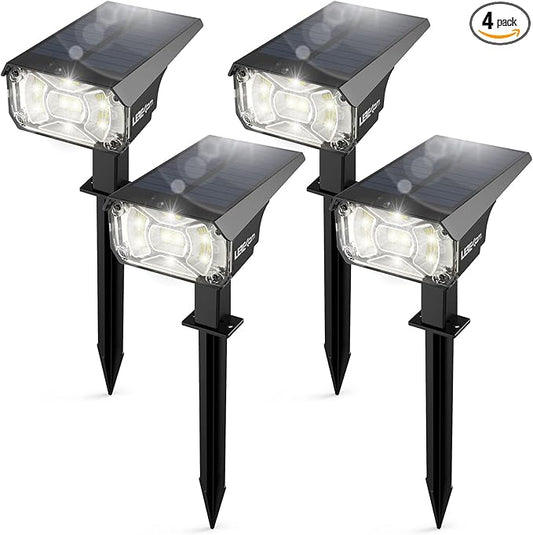 Solar Spot Lights Outdoor,IP65 Waterproof 40 LEDs Solar Landscape Spotlights,USB & Solar Powered Wall Lights,3 Modes Outdoor Solar Garden Lights Outdoor In-Ground Lights for Yard Porch 4 Pack-VerdiqueGarden