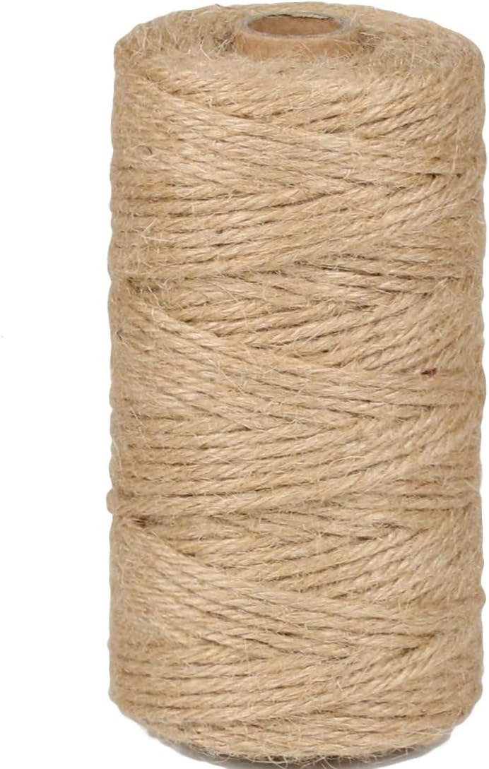 PerkHomy Jute Twine String 3mm 328Ft Natural Thin Ribbon for Craft, Gardening, Wedding Decoration & Packing (328FT * 3mm)-VerdiqueGarden