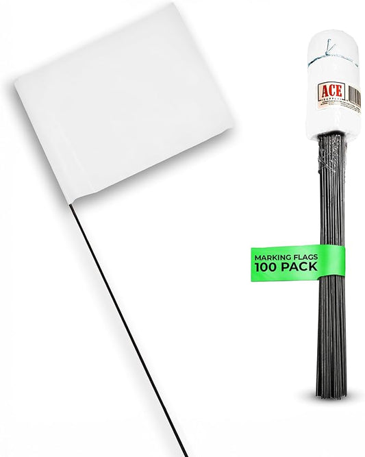 White Flags for Marking Yard - 4x5x15 Inch Invisible Fence Flags for Dogs - 100 Pack - Dog Invisible Fence Training Marker & Boundary Training-VerdiqueGarden