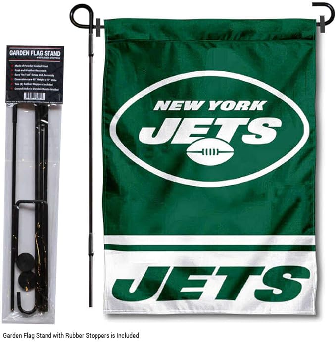 WinCraft New York Jets Garden Flag and Pole Stand Holder-VerdiqueGarden