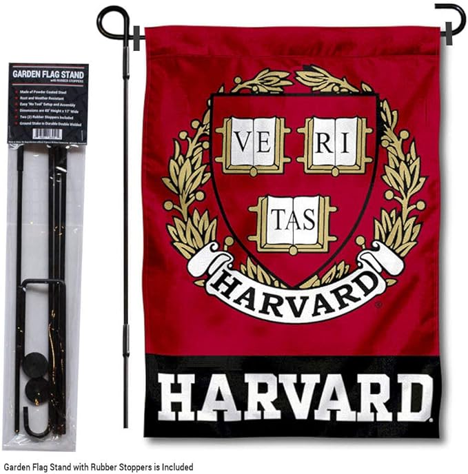 College Flags & Banners Co. Crimson Coat of Arms Garden Flag with Stand Holder-VerdiqueGarden