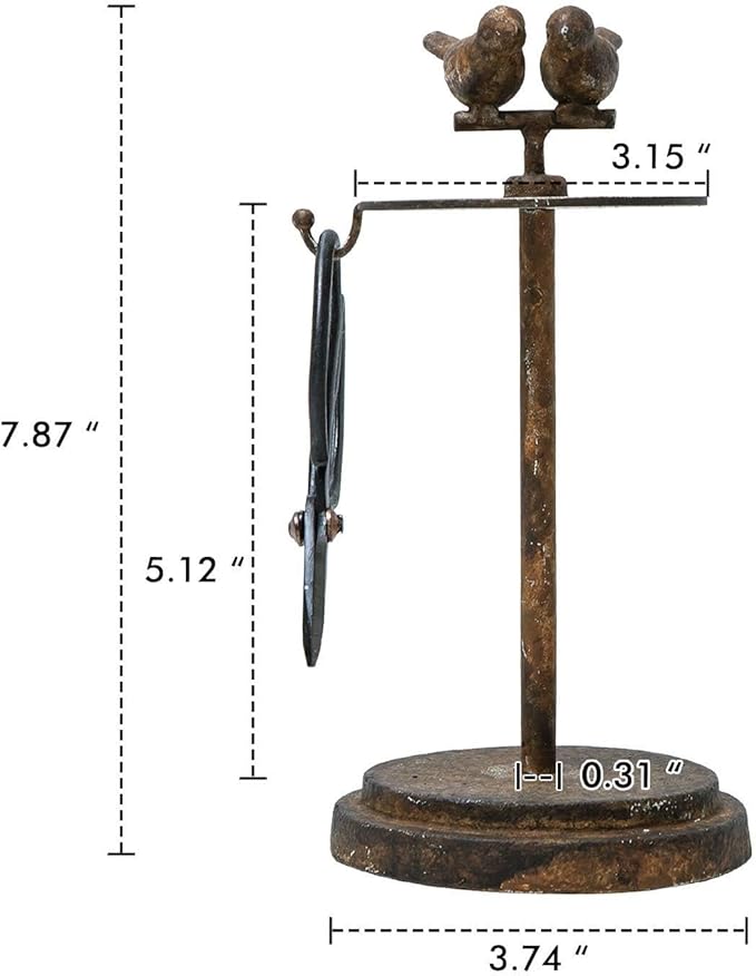 SOFFEE DESIGN Vintage Jute Twine Holder with Scissors for Garden Farmhouse Kitchen Counter Antique Twine Set Birds Rustic Black-VerdiqueGarden