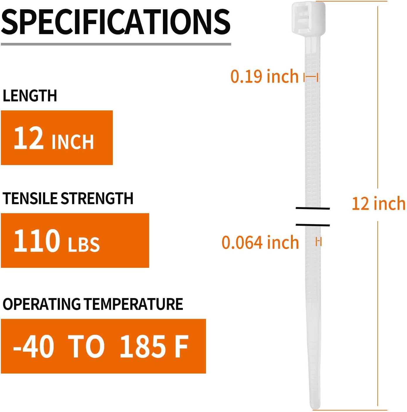 12 Inch White Zip Ties (1200 Pack), 2025 New Patented Design,110 LBS Tensile Strength, Self-Locking Nylon PA66 UV Resistant Cable Ties for Indoor and Outdoor Use-VerdiqueGarden