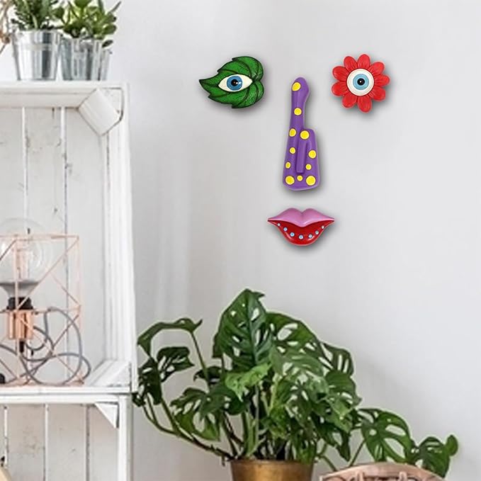 Tree Faces Decor Outdoor,Funny Tree Faces Sculpture,Colorful Fence Decorations Outdoor,Suitable for Yard and Garden Art Décor(1pcs, Colorful Leaves)-VerdiqueGarden