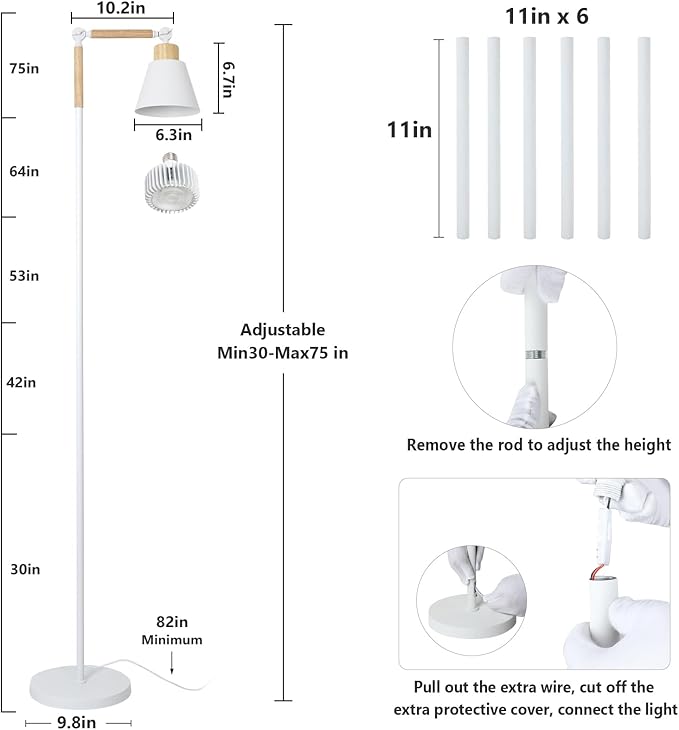 HMVPL Grow Lights for Indoor Plants Full Spectrum, Plant Lights for Indoor Growing with 20W COB Grow Light Blub, 4/8/12H Timer, Standing Tall Grow Lamp for Middle Large Plants(75'', Height Adjustable)-VerdiqueGarden